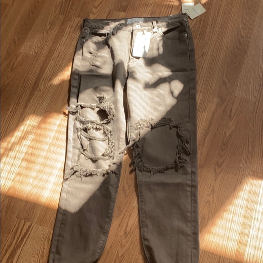 BNWT Lucky Brand distressed jeans green size 6(28) - Picture 3 of 8